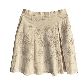 Vintage HARVE BENARD Embroidered Cotton Fully Lined Pleated Skirt Size 12